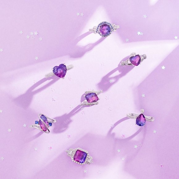 Pink & Purple Heart Gemstone Ring, 925 Sterling Silver Charmed Aroma - Picture 9 of 9